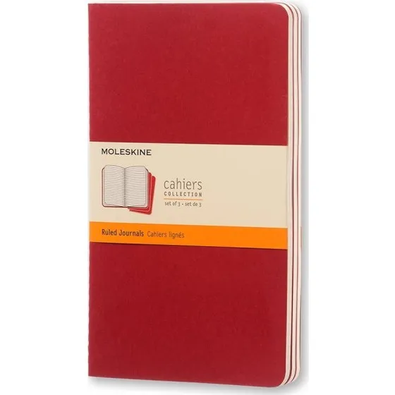Moleskine Cahier Large 3-pak Rød 13x21 cm 64 sider