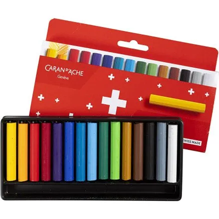 Caran d'Ache Neocolor I vandfaste vokskridt, 15 stk (8 mm, L 5 cm)