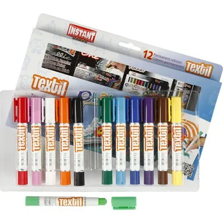 Playcolor Tekstilfarver L 14 cm, 12 stk – assorterede (5 g)