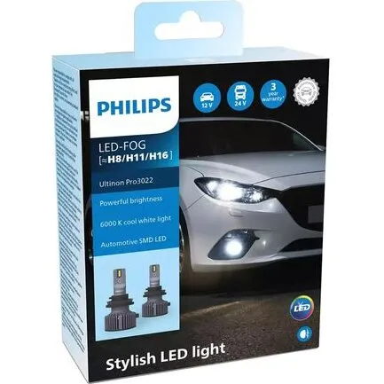 Philips Ultinon Pro3022 H8/H11/H16 LED-pærer, 2 stk.