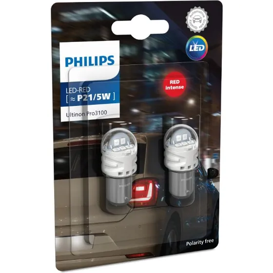Philips Ultinon Pro3100 LED Pære P21/5W Rød – 2 stk