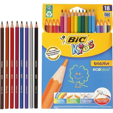 BIC Evolution farveblyanter 18 stk, 3 mm, 17,5 cm