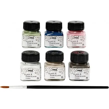 Kreul Glas- og porcelnsmaling Chalky 6x20 ml (6 farver)
