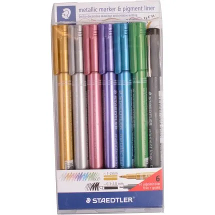 Staedtler Metallicpen 6+1  6 metallicfarver + 1 pigmentliner
