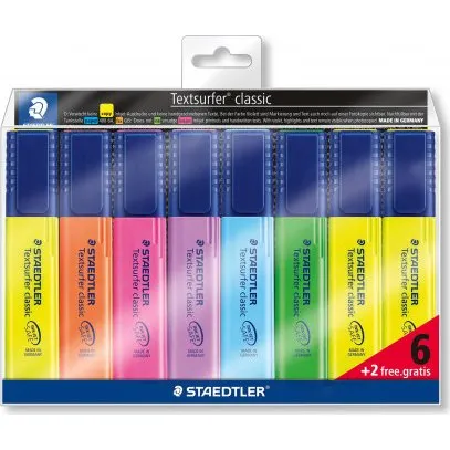 Staedtler Textsurfer Classic overstregere 8 stk, assorterede farver