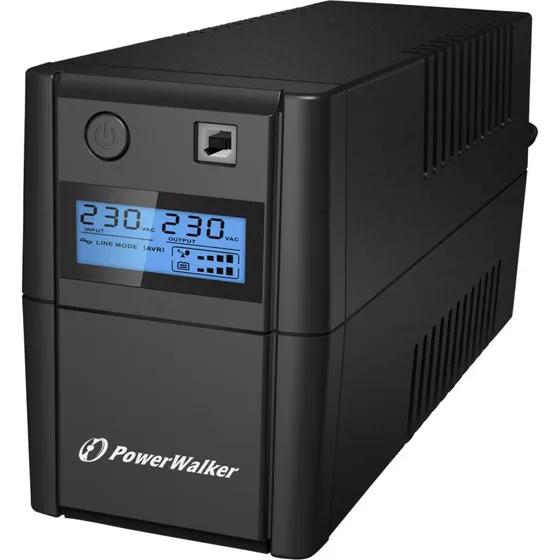 PowerWalker VI SHL 850VA/480W UPS med LCD (IEC C14, USB)