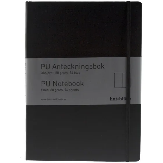 BNT Notesbog A4, blanke sider, hardcover sort – 96 sider