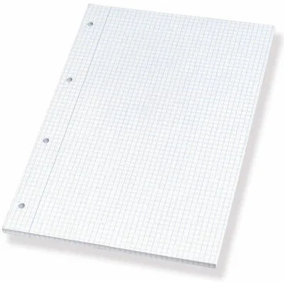 Standardblok A4 kvadreret 100 blade m/4 huller (uden omslag)