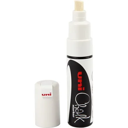 Uni Chalk Marker 8 mm, Hvid (1 stk)