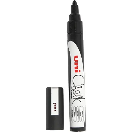 Uni Chalk Marker, sort, 1,82,5 mm, 1 stk