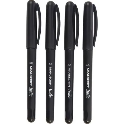 Kalligrafi tusch st 1,4/2,5/3,6/4,8 mm sort (4 stk)