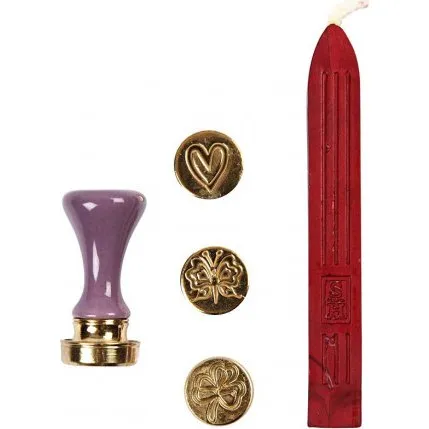 Lak & Segl 18 mm seglst, rd  hjerte/sommerfugl/firklver