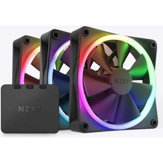 NZXT F120 RGB 3-pak med RGB-controller, 120 mm, sort