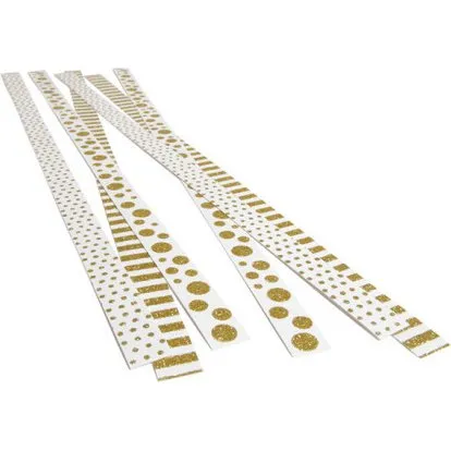 Paper Line Selvklbende strimler 15x420 mm hvid/guld, 6 stk