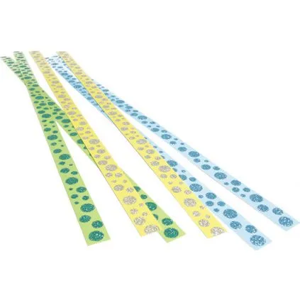 Paper Line Selvklbende strimler 15x420mm, 6 stk (grn/gul/bl)