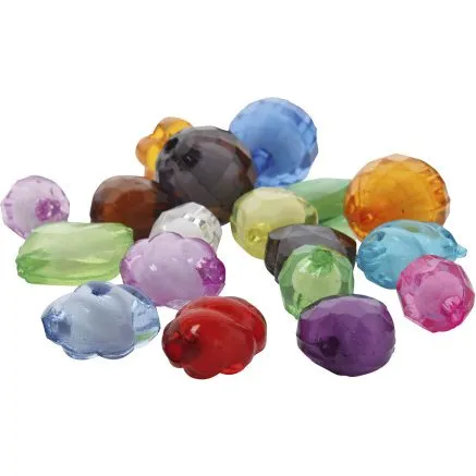 Acryl Facetperler 820 mm, hul 23 mm, assorterede farver, 1000 g
