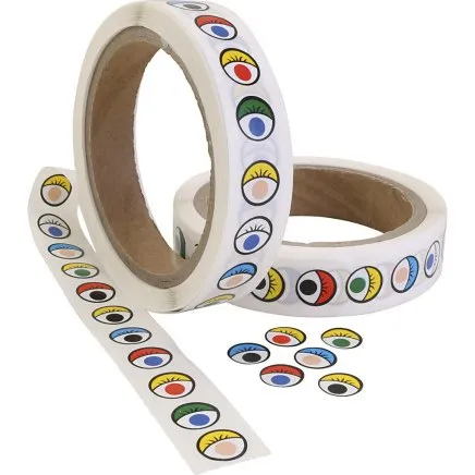 Uden mærke: Klistermærkeøjne 13 mm, ass. farver, 2000 stk