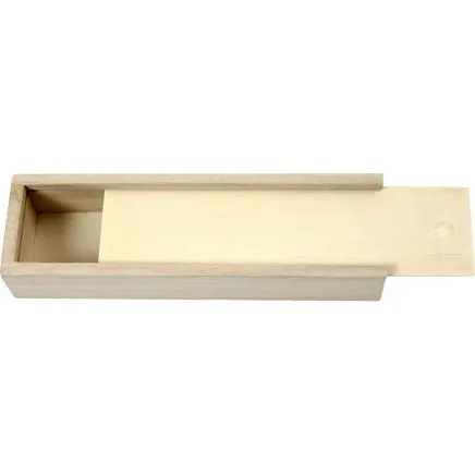 DIY Penalhus i lyst træ med skydelåg 20x6x3,5 cm - Mal selv