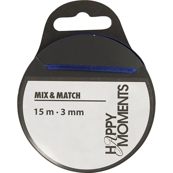 Satinbnd 3 mm x 15 m mrk bl