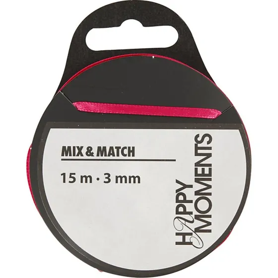 Satinbnd 3 mm pink, 15 m