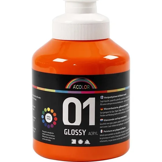 A-Color Skoleakrylmaling Blank Orange 500 ml