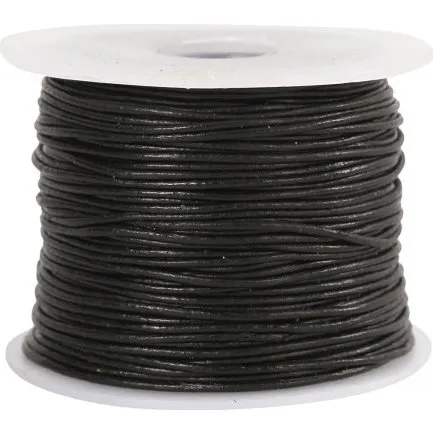 Uden Mrke Ldersnor 1 mm rund, sort 50 m