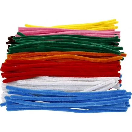 Chenille piberensere 9 mm x 30 cm, 200 stk, assorterede farver