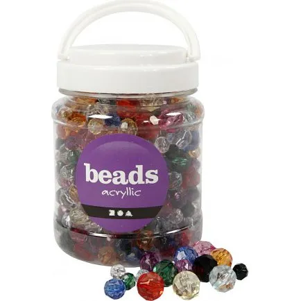 Beads Facetperlemix 1016 mm, 500 g (ca. 440 stk) assorterede farver
