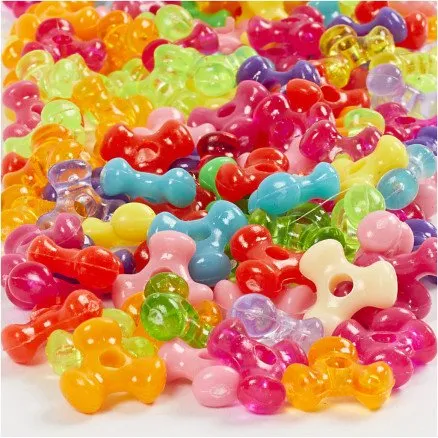 Mllemix plastperler  10 mm, hul 2 mm, 125 ml (65 g)