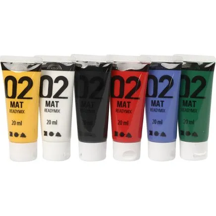 A-Color akrylmaling 6x20 ml  mat (Standardfarver 02)
