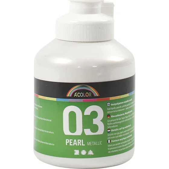 A-color Skole Akrylmaling Metallic Hvid 500 ml
