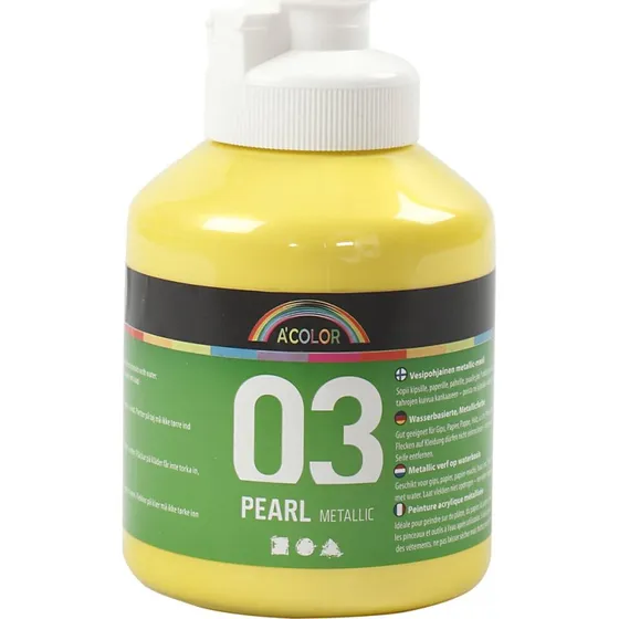 A-color Skole akrylmaling metallic gul 500 ml