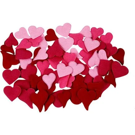 Uden mrke Hjerter 160 stk. filt (4 rde/pink design)