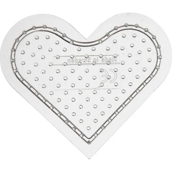 Perleplade Hjerte 7 cm - Klar (medium)