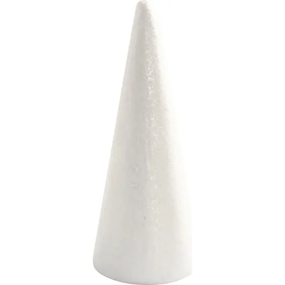 Uden mrke Kegle i styropor H 19,5 cm  7 cm - Hvid