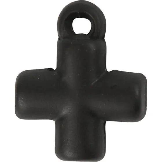 Uden mærke Kors 10x10 mm sort, hul 1,5 mm - 4 stk.