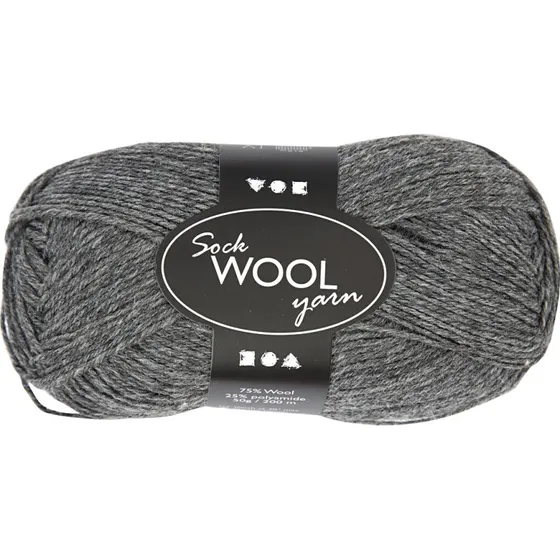 Strmpegarn Uld+Nylon L 200 m Mrk gr 50 g