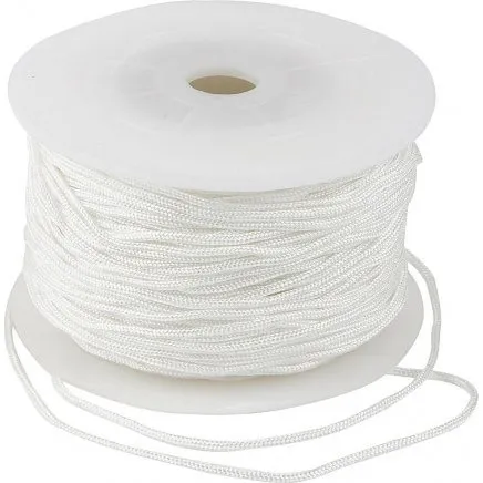 Knyttesnor 2 mm x 50 m  hvid polyestersnor med wire
