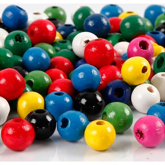 Creativ Company Træperler ø 8 mm, hul 2 mm – ass. farver 15 g