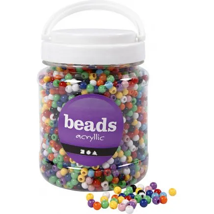 Kongoperler Ø6 mm, hul 3 mm, assorterede farver, 425 g