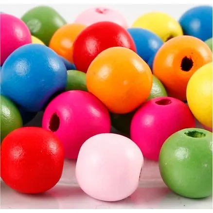 Creativ Company Træperler mix ø12 mm, hul 2,5–3 mm, 22 g