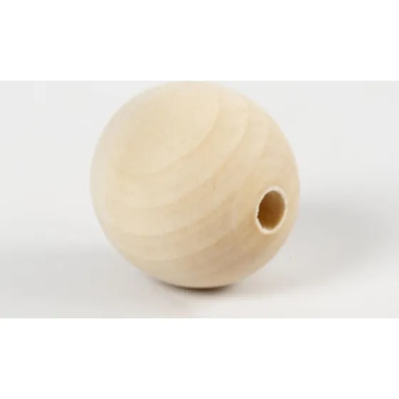 Ubehandlet træperle ø30 mm, hul 5 mm - 4 stk.