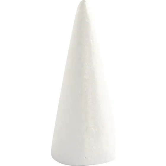 Styroporkegle H 14,5 cm  6 cm, hvid - 5 stk