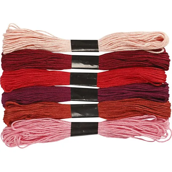 Harmoni Broderigarn 6-trdet bomuld  6 farver (rd)