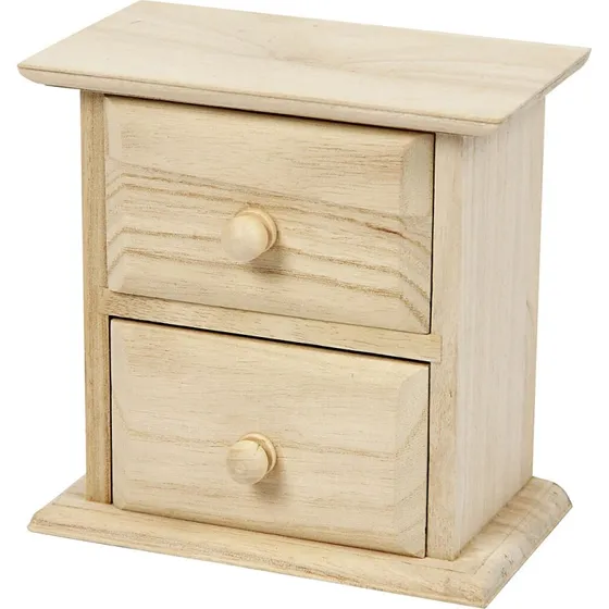 Ukendt mærke Kommode i træ 13x7,5x13 cm - 2 skuffer