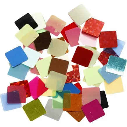 Pailletmosaik 10x10 mm, assorterede farver, 250 g