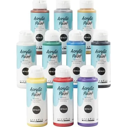 A-color Akrylmaling Metallic 10x120 ml (assorterede farver)