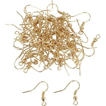Smykkefund Fransk ørekrog L 18 mm, forgyldt 100 stk.