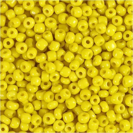 Rocaiperler 3 mm (str. 8/0), hul 0,6–1,0 mm, gul, 25 g