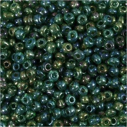 Rocaiperler 3 mm (8/0), hul 0,6–1,0 mm, grøn olie, 25 g